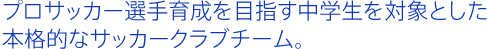 プロサッカー選手育成を目指す中学生を対象とした本格的なサッカークラブチーム。